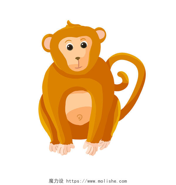 坐姿猴子猴子元素动物园PNG素材